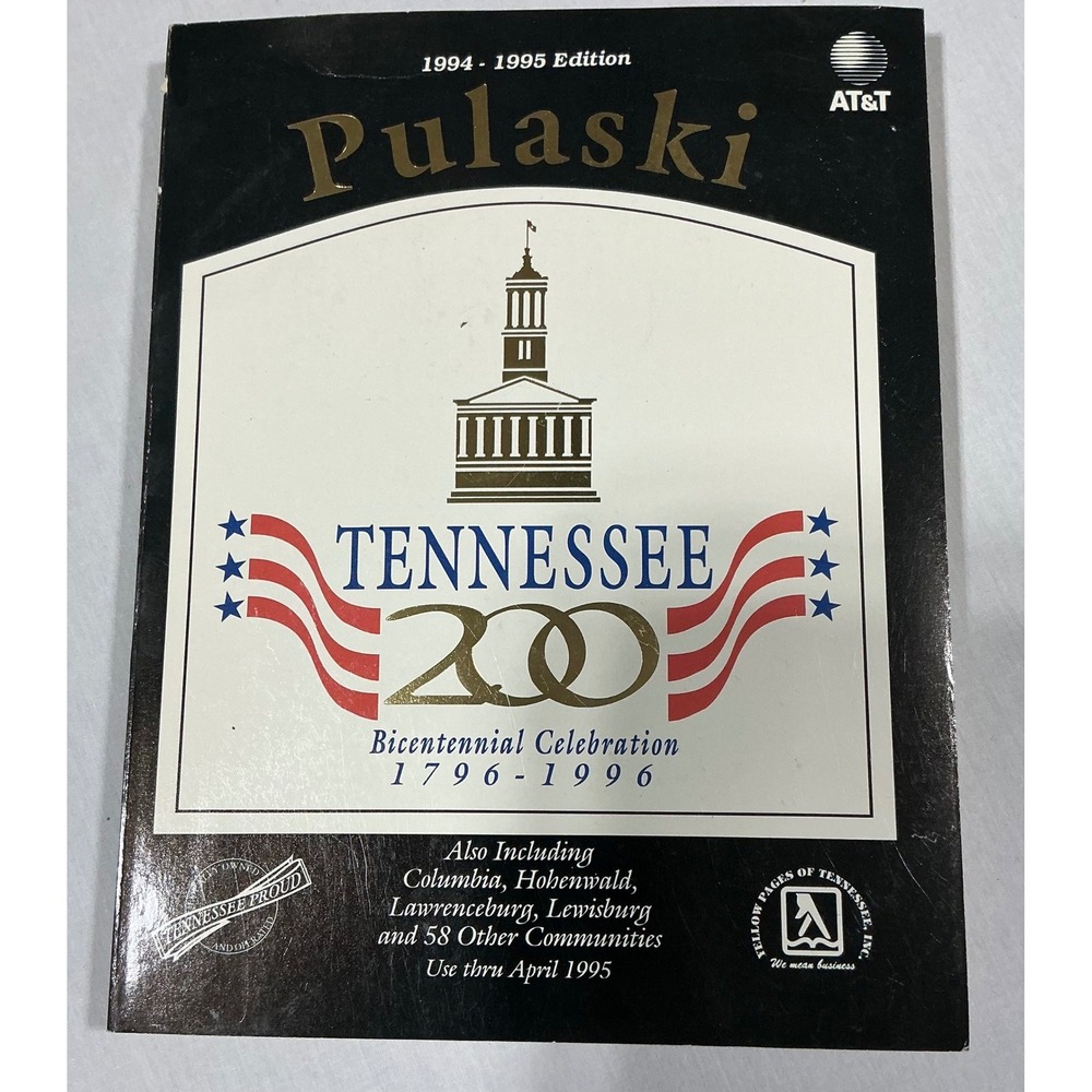 1994-95 Pulaski TN Area Wide Telephone Directory Tennessee Bicentennial Retro90s